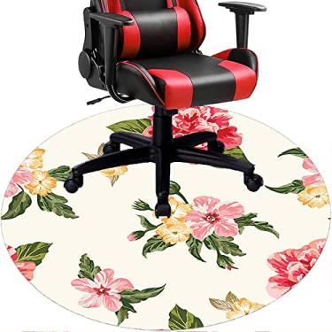 Imagem de Tapete de cadeira de escritório com flores, textura de flor, tapete de cadeira de mesa para piso de madeira de escritório em casa, protetor de piso de pilha baixa, redondo de 91 cm