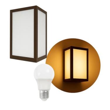 Imagem de Arandela Luminária Vitra 3 Vidros Externa Marrom + LED A60 12W Br. Que