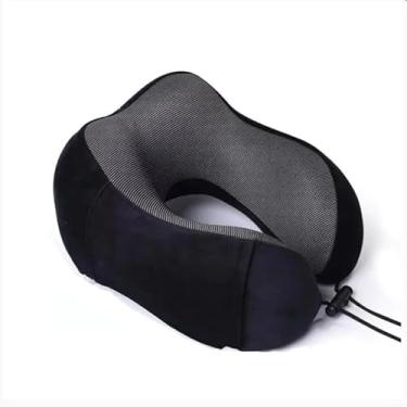 Imagem de Almofada de Viagem Ergonômica com Espuma Viscoelástica – Suporte para Pescoço e Cabeça – Leve, Compacta, Confortável e com Fecho Ajustável – Ideal para Avião, Carro, Ônibus e Trem (Azul)