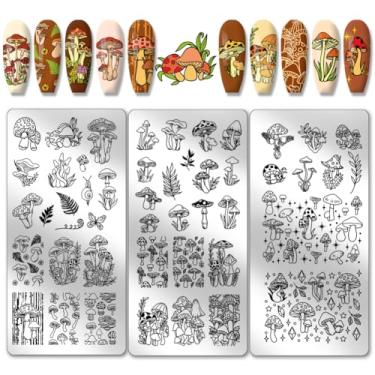 Imagem de PH PandaHall Peças De Moldes Para Arte Em Unhas Cogumelo, 46 Padrões, Tema Planta, Placa Carimbo, Folhas, Arbusto, Estênceis, Placas Aço Inoxidável Design, Impressão, Manicure, Salão