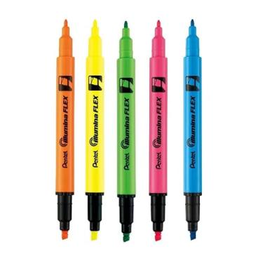 Imagem de Pentel Marca-Texto Illumina Flex Kit Com 5 Cores Laranja, Amarelo, Verde, Rosa, Azul KITSLW11-5F