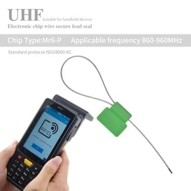 Imagem de Vedações de cabo RFID UHF de alta segurança – antiadulteração, selos de caminhão de bloqueio automático HF NFC para transporte e logística, etiquetas de segurança de metal numeradas para envio em