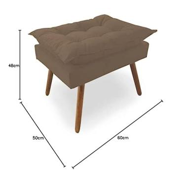 Imagem de Puff Decorativo Opala com Enchimento de Fibra e Flocos no Tecido Suede Liso - NET DECOR (CAPUCCINO)