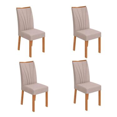Imagem de Conjunto com 4 Cadeiras Apogeu Bouclé Bege e Amêndoa