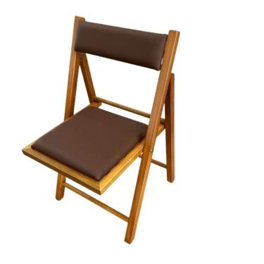 Imagem de Cadeira Dobrável em Madeira com Assento e Encosto Estofados