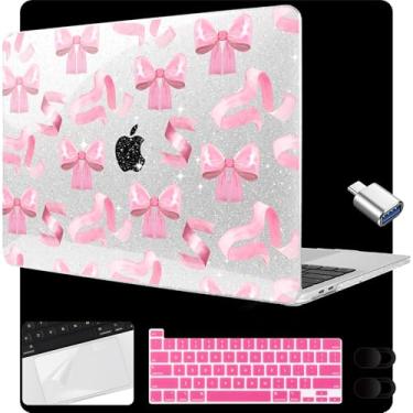 Imagem de MEEgoodo Capa para MacBook Pro de 13 polegadas 2022 2021 2020 A2338 M2/M1 A2251 A2289 com Touch ID, capas rígidas transparentes para laptop com capa para webcam, filme trackpad e adaptador tipo C