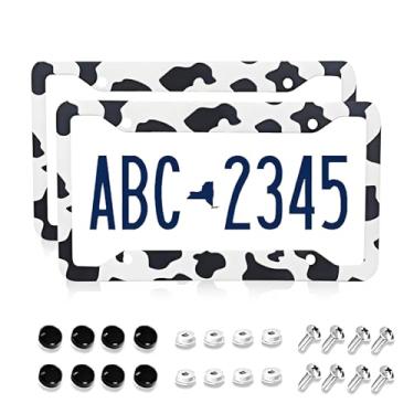 Imagem de Conjunto de 2 molduras de matrícula de alumínio premium para placas dianteiras e traseiras do carro - Acessórios de carro de alta qualidade com tampas e parafusos - Kit de capa durável e elegante