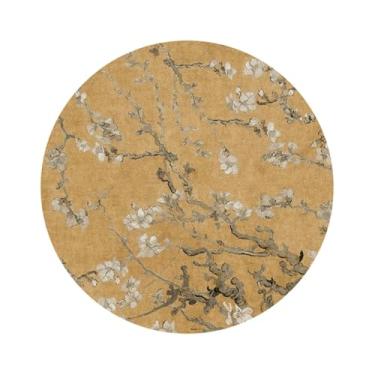 Imagem de Tapete de estudo redondo e espesso, leve, luxuoso, para sala de estar, decoração de quarto, retrô (200x200 cm/A)