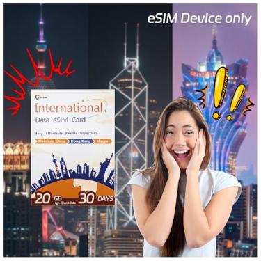 Imagem de gtesim China Esim: 20 Gb De Dados Alta Velocidade Por 30 Dias, Explore Pequim, Xangai, A Grande Muralha E Muito Mais, Roaming Contínuo Na Continental, Hong Kong, Macau, Sem Contrato, Suporte Hotspot