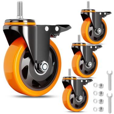 Imagem de Conjunto de 4 polegadas Caster Wheels WOZESEIK Heavy Duty de 5 polegad