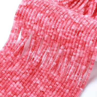 Imagem de 2 x 4 mm, 155 peças, cilindro de tubo de jade rosa, Rondelle, abaco, disco, espaçador, contas soltas para fazer joias, pulseira, acessórios DIY