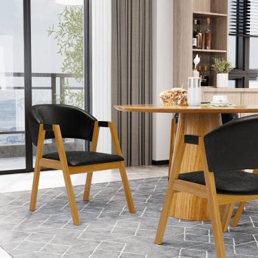 Imagem de Kit Com 4 Cadeiras Leticia Madeira Maciça Estofada Para Mesa De jantar