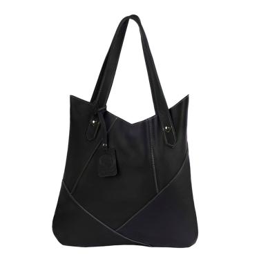 Imagem de Bolsa de Ombro Maria em Couro autêntico Preta Com Ziper