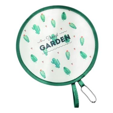 Imagem de IEUDNS Leque redondo dobrável para fotos, leque portátil japonês redondo para festa de casamento, Plantar