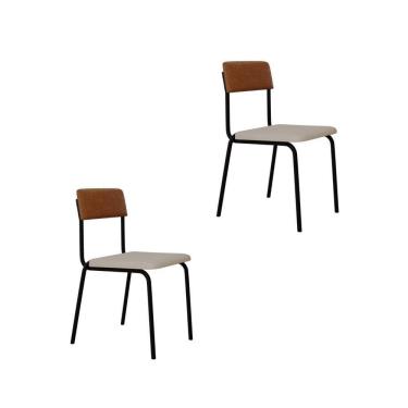 Imagem de Cadeira Fit Fixa C/4 Pes 475 X 505 X 810 Mm C/2 Un. Caramelo Crt Palha/courino Caramelo