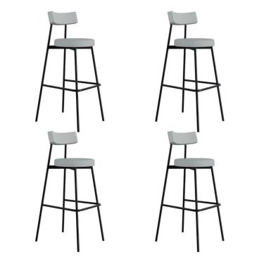 Imagem de Banqueta Alta Stout Ae: 100 / Aa: 75cm C/04 Un. Courino Saturno Off White Cn.saturno Off White