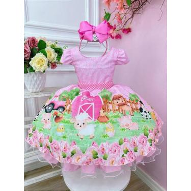Imagem de Vestido Infantil Fazendinha Rosa Festa Luxo - no-brand, 3