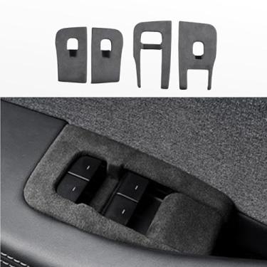 Imagem de ushilife Painel de moldura de botão de elevação de janela de camurça, capa protetora de painel de interruptor, acessórios de carro compatíveis com Tesla Model Y Juniper 2025+, capa de acabamento