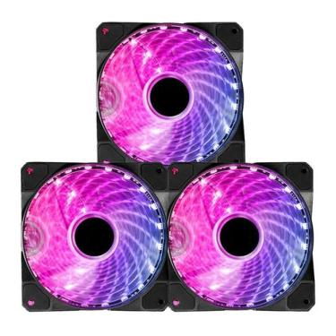 Imagem de Kit 3 Cooler Rgb Led Fan 120mm 12cm Conector Para Controladora - Xway,