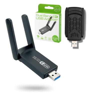 Imagem de Adaptador Usb Wifi Wireless Dual Band Ac1200 5ghz e 2.4ghz 1200mbps Duas Antena hub placa de rede