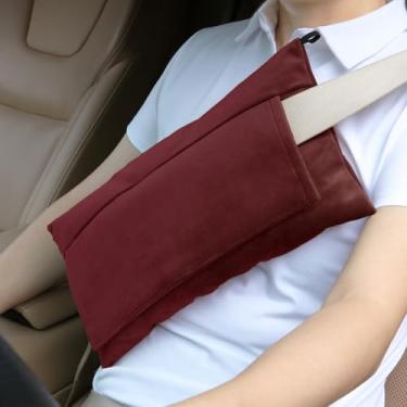 Imagem de AmazeCov Almofada de cinto de segurança pós-cirurgia – Almofada super macia para mastectomia e abdominoplastia, almofada de recuperação de coração/histerectomia, almofada confortável para carro, vinho
