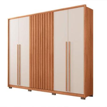Imagem de Guarda Roupa Casal Ibiza Ripado 6 Portas de Bater 6 Gavetas 268cm MDP 