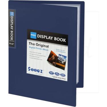 Imagem de Pasta com 30 envelopes Sooez Envelopes de plástico 23 x 30 cm, resistente com protetores de folha transparentes, exibição de 60 páginas para documentos e portfólio de obras de arte (azul-marinho)