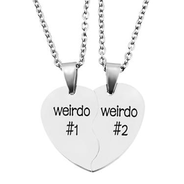 Imagem de FORUBUS Weirdo 1 e Weirdo 2 colares combinando para melhores amigos – Conjunto de joias da amizade BFF para 2, Medium, Latão, Sem Pedra Preciosa