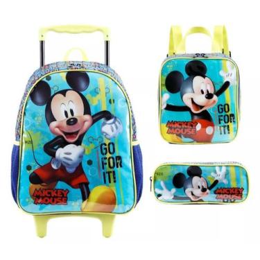Imagem de Kit Mochila Rodinha Mickey Mouse Disney Lancheira Estojo - Xeryus