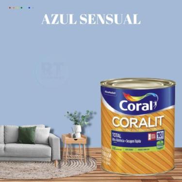 Imagem de Tinta Esmalte Sintético Base Água Cor Azul 800ml Coral Coralit Total Z