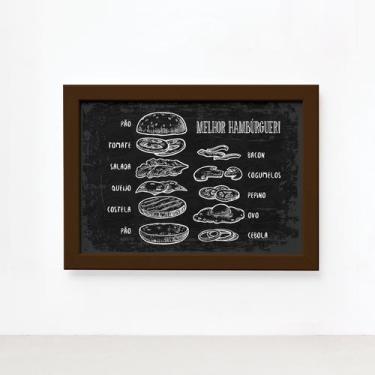 Imagem de Quadro Comida Melhor Hambúrguer Moldura Marrom 22x32cm - Quartinhos