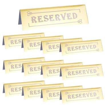 Imagem de Tendas de mesa de reserva de hóspedes de acrílico, 12 peças, placas de assento reservadas duplas douradas à prova d'água para casamento, aniversário, festa, restaurantes e reuniões