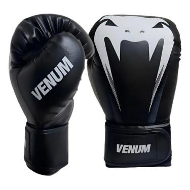 Imagem de Luvas de Boxe Muay Thai Giant Full Logo Pro Black Venum, Preto, 14oz, 