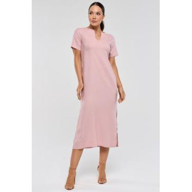 Imagem de Vestido Midi PKS Decote V Linho Rosê, P