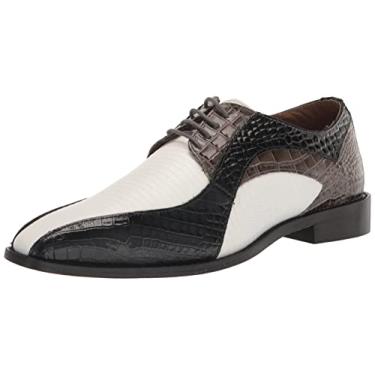 Imagem de STACY ADAMS Sapato masculino Turano Bike Toe Oxford, Branco/Preto/Cinza, 9.5 Wide