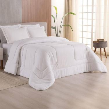 Imagem de Edredom Bali Liso Queen 01 Peça Micropercal Dupla Face 400 Fios Macio - Branco - 100% P...