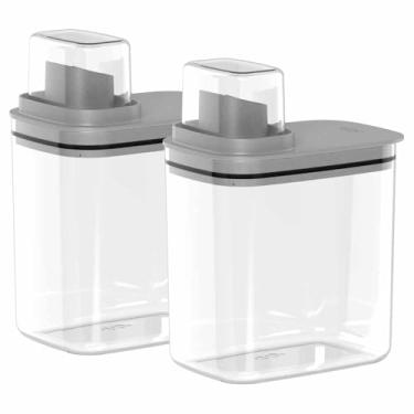 Imagem de 2 Dispenser Organizador Lavanderia Copo Medidor 1,5l Chumbo OU