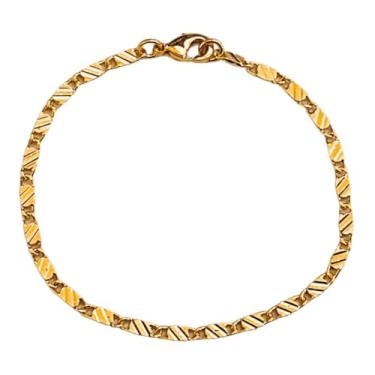 Imagem de Pulseira Infantil Elos Piastrine Riscados Folheado em Ouro 18K SoftJoias