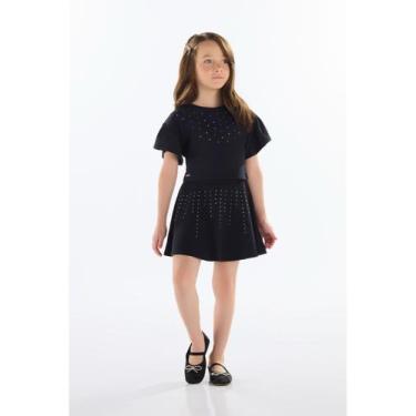 Imagem de Conjunto com Blusa e Saia com Strass Quimby, Preto, 8