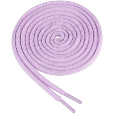 Imagem de Elerevyo 2 pares de sapatos ovais de renda, 7 cores, meio redondo, cadarços atléticos de 0,5 cm de largura, Roxo claro, 180cm/70.86"