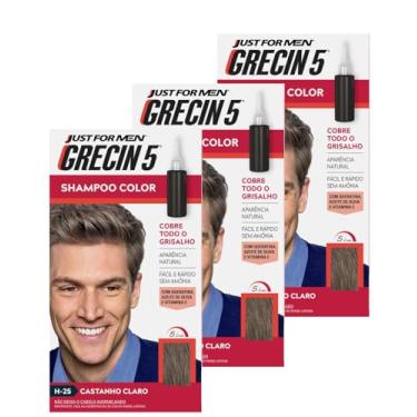 Imagem de Kit 3x Tintura Grecin 5 Shampoo Color 60 Ml Castanho Claro