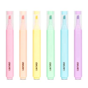 Imagem de Kit de Canetas Marca Texto, Deli, Tons Pastéis, Macaron, 1 a 5 mm, 6 Cores