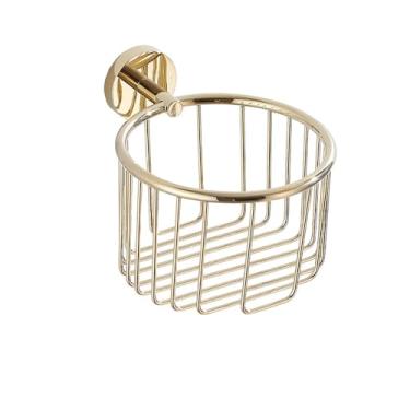 Imagem de Acessórios de banheiro quadrados de latão dourado, prateleira para toalhas, suporte para papel higiênico, conjuntos de acessórios de banho de parede, cesto de papel