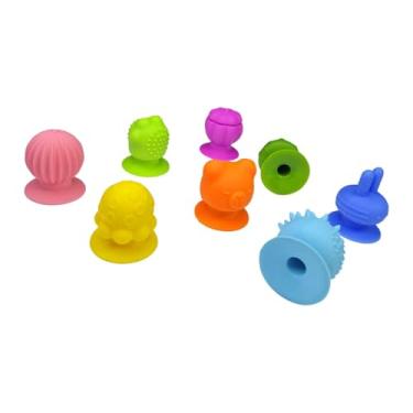 Imagem de Esquirla 8 peças de brinquedos sensoriais de silicone para fidget, brinquedos com ventosa para presentear na meia