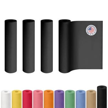 Imagem de Rolo de papel preto 61 cm x 3048 cm, pacote com 4 - Papel Kraft de 22,7 kg de espessura feito nos EUA para embalagem, envio, embrulho, artesanato, artes, festa de aniversário - Material de embrulho de