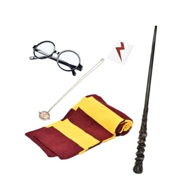 Imagem de KESOCORAY Cosplay Costume Props Accessories Gifts for Birthday Party Magic Wand Eyeglass Frame Knit Scarf Necklace Set-A Plus