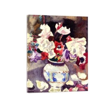 Imagem de Flores Pintura em tela Famosa Pintura Reprodução-Quadros para sala de estar-Vaso anêmonas 2-Pôster pronto para pendurar Tela Embrulhada 60x80cm