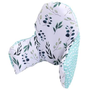 Imagem de Almofada inflável para cadeira alta, estampa fofa, almofada de cadeira de jantar para bebê, substituição confortável para suporte (verde menta, folhas)
