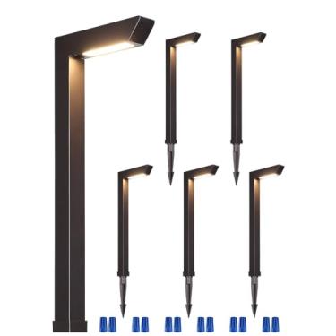 Imagem de LEONLITE Luz LED 5CCT para caminho de paisagem de baixa tensão, 2700K/3000K/3500K/4000K/5000K luzes de calçada à prova d'água com fio, caixa de alumínio listado CRI90 ETL, bronze polido a óleo de 5 W