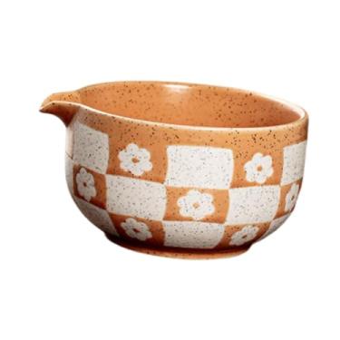 Imagem de Generic Tigela de chá Matcha de cerâmica Chawan, presente portátil para escritório e casa, acessórios para amigos/familiares, tigela de chá tradicional com, Bege Laranja